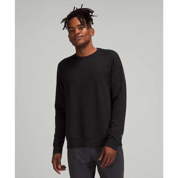 Lululemon XXL Engineered Warmth Long Sleeve Crew Black Wool Blend Mens - Picture 1 of 8